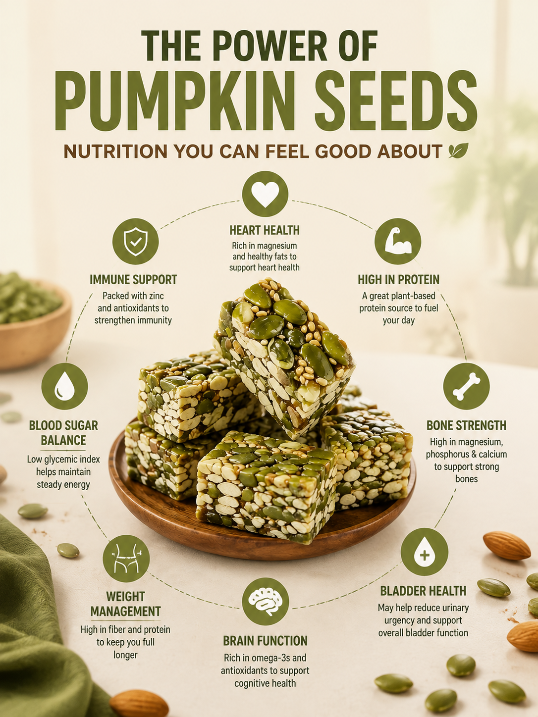 Pumpkin seed brittle - naturally strengthens the kidneys and protects the bladder from the inside out-Sherry